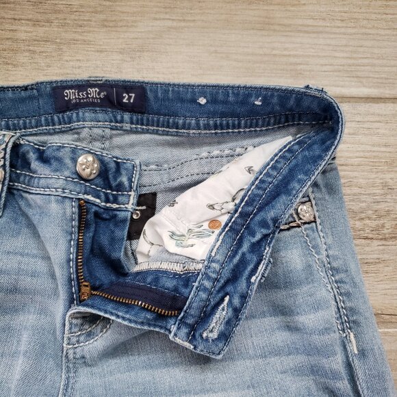 Miss Me Capri Jeans Women's Mid Rise Chunky Metallic Seams Light Wash 27 - Picture 7 of 12